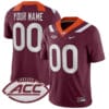 Custom Virginia Tech Hokies Jersey Name and Number College Football Maroon Home Game All Stitched