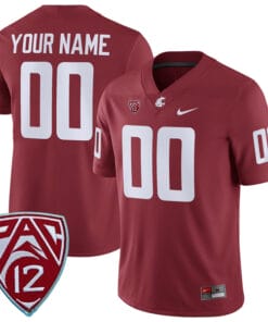 Custom Washington State Cougars Jersey Name and Number College Football Crimson Home Game All Stitched