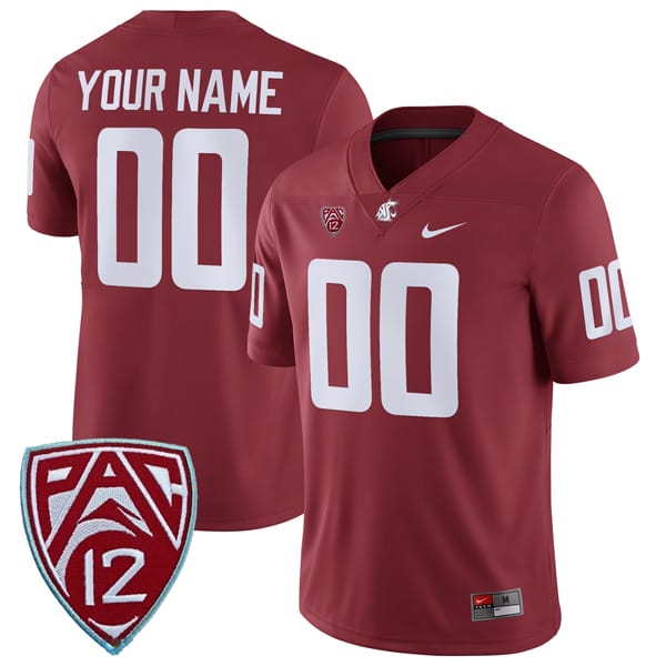 Custom Washington State Cougars Jersey Name and Number College Football Crimson Home Game All Stitched 8 Custom Washington State Cougars Jersey Name and Number College Football Crimson Home Game All Stitched