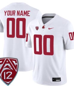 Custom Washington State Cougars Jersey Name and Number College Football White Away Game All Stitched