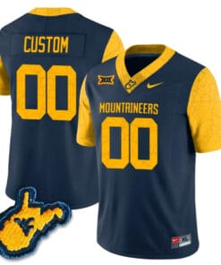 Custom West Virginia Mountaineers Jersey Name and Number College Football Country Roads Navy All Stitched