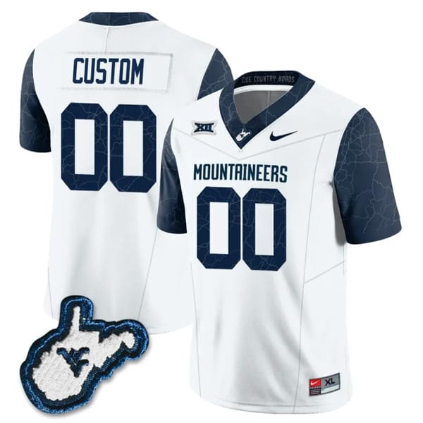 Custom West Virginia Mountaineers Jersey Name and Number College Football Country Roads White All Stitched 8 Custom West Virginia Mountaineers Jersey Name and Number College Football Country Roads White All Stitched