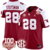 Danny Stutsman Jersey #28 Oklahoma Sooners 100th Anniversary Patch Vapor Limited College Football Stitched Crimson Alternate