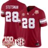 Danny Stutsman Jersey #28 Oklahoma Sooners 100th Anniversary Patch Vapor Limited College Football Stitched Crimson
