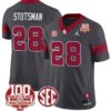 Danny Stutsman Jersey #28 Oklahoma Sooners 100th Anniversary Patch Vapor Limited College Football Stitched Anthracite