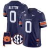 Damari Alston Jersey #0 Auburn Tigers SEC Patch Vapor Limited College Football Stitched Navy