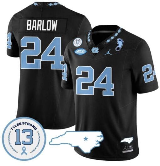 Darwin Barlow Jersey #24 North Carolina Tar Heels Vapor College Football Stitched Black