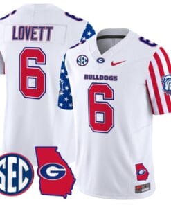 Dominic Lovett Jersey #6 Georgia Bulldogs American Style Vapor Limited Football Stitched White