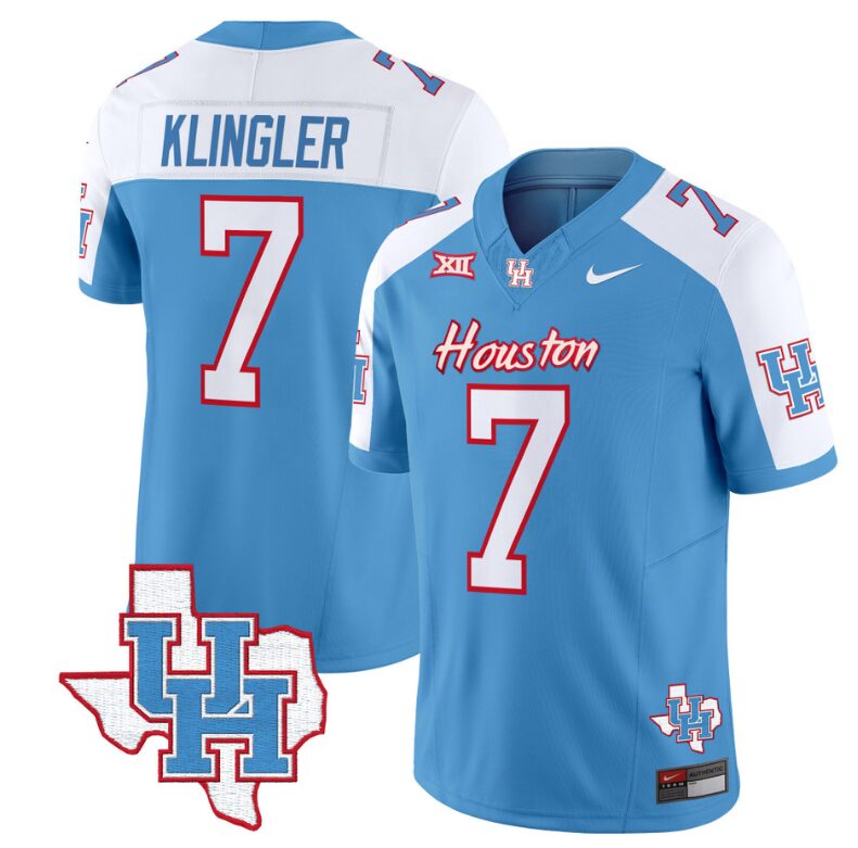 David Klingler Jersey #7 Houston Cougars Oilers Inspired Vapor College Football Limited Stitched Blue Alternate 8 David Klingler Jersey #7 Houston Cougars Oilers Inspired Vapor College Football Limited Stitched Blue Alternate