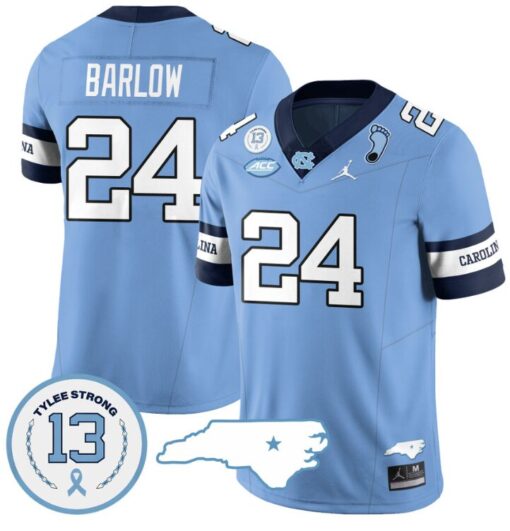 Darwin Barlow Jersey #24 North Carolina Tar Heels Vapor College Football Stitched Alternate Blue