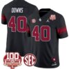 Ethan Downs Jersey #40 Oklahoma Sooners 100th Anniversary Patch Vapor Limited College Football Stitched Black