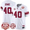 Ethan Downs Jersey #40 Oklahoma Sooners 100th Anniversary Patch Vapor Limited College Football Stitched White