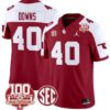 Ethan Downs Jersey #40 Oklahoma Sooners 100th Anniversary Patch Vapor Limited College Football Stitched Crimson Alternate