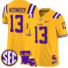 Garrett Nussmeier Jersey #13 LSU Tigers 2024 Louisiana Patch Vapor Limited College Football Stitched Gold
