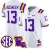 Garrett Nussmeier Jersey #13 LSU Tigers 2024 Louisiana Patch Vapor Limited College Football Stitched White