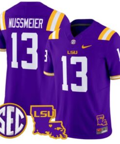 Garrett Nussmeier Jersey #13 LSU Tigers 2024 Louisiana Patch Vapor Limited College Football Stitched Purple