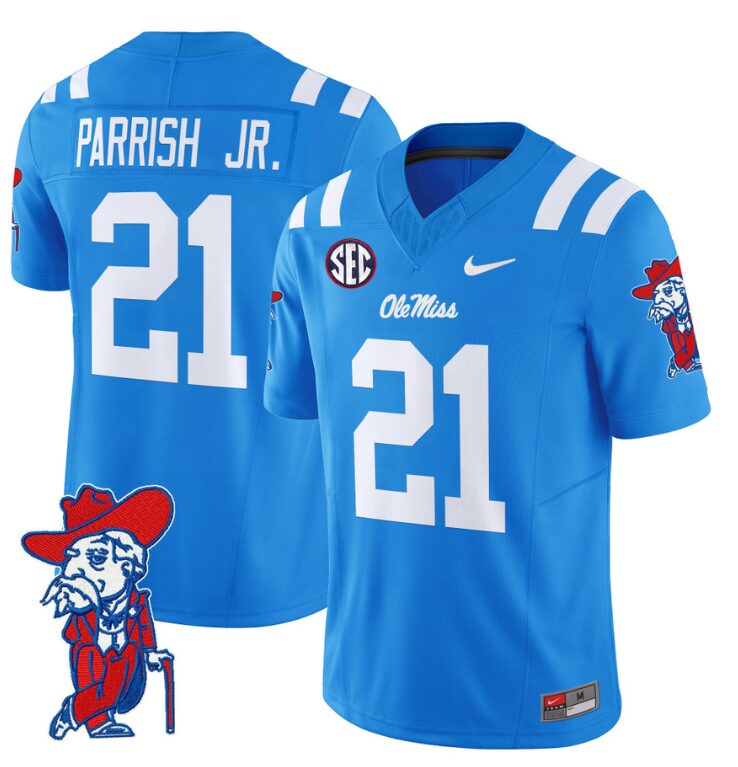 Henry Parrish Jr Jersey #21 Ole Miss Rebels Vapor Limited College Football Stitched Powder Blue 8 Henry Parrish Jr Jersey #21 Ole Miss Rebels Vapor Limited College Football Stitched Powder Blue