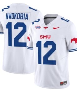 Isaiah Nwokobia Jersey #12 SMU Mustangs Icy College Football Vapor Limited White