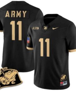 Isaiah Alston Jersey #11 Army Black Knights Jersey Rocky The Bulldog Patch Vapor Limited College Football Stitched Black