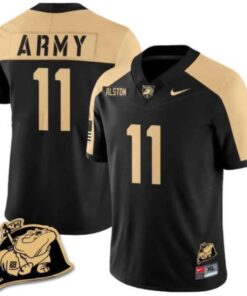 Isaiah Alston Jersey #11 Army Black Knights Jersey Rocky The Bulldog Patch Vapor Limited College Football Stitched Black Alternate