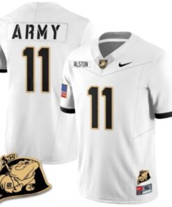Isaiah Alston Jersey #11 Army Black Knights Jersey Rocky The Bulldog Patch Vapor Limited College Football Stitched White
