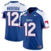 Isaiah Nwokobia Jersey #12 SMU Mustangs Icy College Football Vapor Limited Blue Alternate