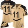 Isaiah Alston Jersey #11 Army Black Knights Jersey Rocky The Bulldog Patch Vapor Limited College Football Stitched Gold Alternate
