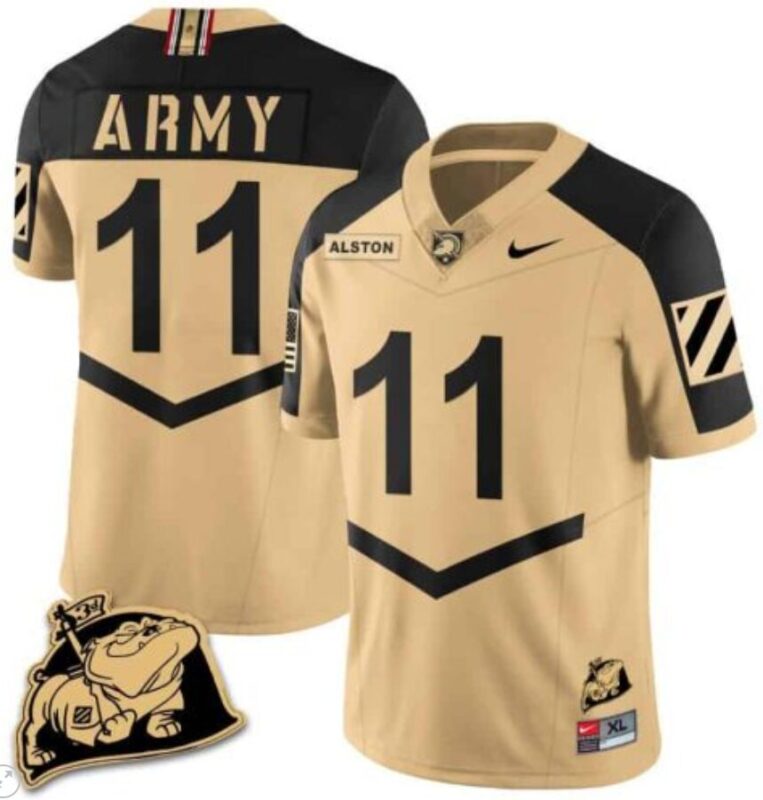 Isaiah Alston Jersey #11 Army Black Knights Jersey Rocky The Bulldog Patch Vapor Limited College Football Stitched Gold Alternate 8 Isaiah Alston Jersey #11 Army Black Knights Jersey Rocky The Bulldog Patch Vapor Limited College Football Stitched Gold Alternate