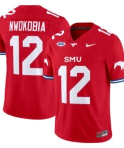 Isaiah Nwokobia Jersey #12 SMU Mustangs Icy College Football Vapor Limited Red