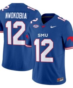 Isaiah Nwokobia Jersey #12 SMU Mustangs Icy College Football Vapor Limited Blue