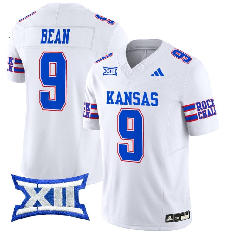 Jason Bean Jersey #9 Kansas Jayhawks 2024 Vapor College Football Vapor Limited White 8 Jason Bean Jersey #9 Kansas Jayhawks 2024 Vapor College Football Vapor Limited White