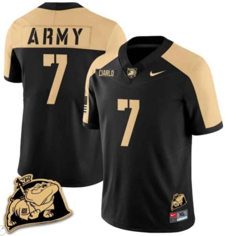 Jimmy Ciarlo Jersey #7 Army Black Knights Jersey Rocky The Bulldog Patch Vapor Limited College Football Stitched Black Alternate