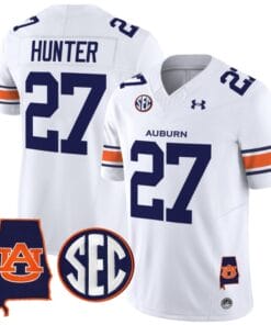Jarquez Hunter Jersey #27 Auburn Tigers SEC Patch Vapor Limited College Football Stitched White