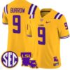 Joe Burrow Jersey #9 LSU Tigers 2024 Louisiana Patch Vapor Limited College Football Stitched Gold
