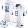 akeen Harris Jersey #2 North Carolina Tar Heels Vapor College Football Stitched Whit