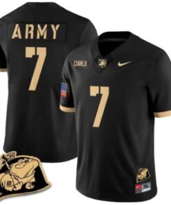 Jimmy Ciarlo Jersey #7 Army Black Knights Jersey Rocky The Bulldog Patch Vapor Limited College Football Stitched Black