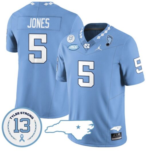 JJ Jones Jersey #5 North Carolina Tar Heels Vapor College Football Stitched Blu