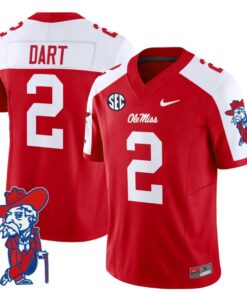 Jaxson Dart Jersey #2 Ole Miss Rebels Vapor Limited College Football Stitched Red Alternate