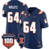 Josh Kreutz Jersey #64 Illinois Fighting Vapor Limited College Football Stitched Navy