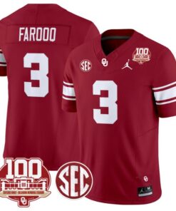 Jalil Farooq Jersey #3 Oklahoma Sooners 100th Anniversary Patch Vapor Limited College Football Stitched Crimson