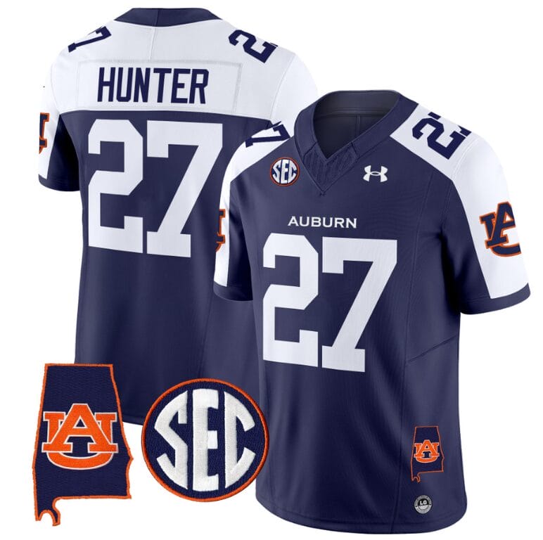 Jarquez Hunter Jersey #27 Auburn Tigers SEC Patch Vapor Limited College Football Stitched Navy Alternate 8 Jarquez Hunter Jersey #27 Auburn Tigers SEC Patch Vapor Limited College Football Stitched Navy Alternate