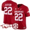 JaQuinden Jackson Jersey #22 Arkansas Razorbacks Vapor Limited College Football Stitched Cardinal