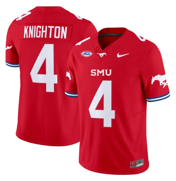 Jaylan Knighton Jersey #4 SMU Mustangs Icy College Football Vapor Limited Red 8 Jaylan Knighton Jersey #4 SMU Mustangs Icy College Football Vapor Limited Red