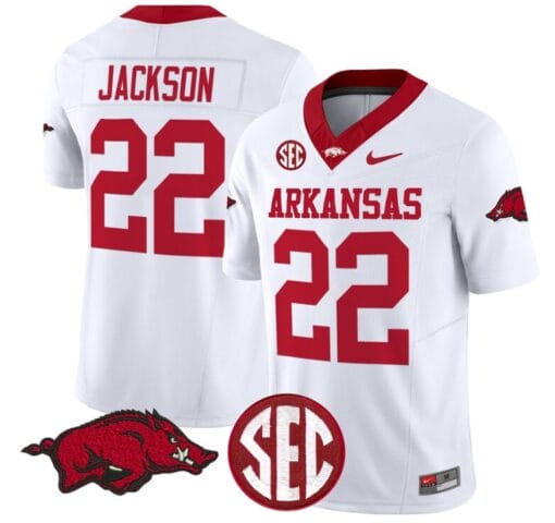 JaQuinden Jackson Jersey #22 Arkansas Razorbacks Vapor Limited College Football Stitched White