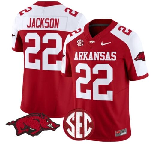 JaQuinden Jackson Jersey #22 Arkansas Razorbacks Vapor Limited College Football Stitched Cardinal Alternate