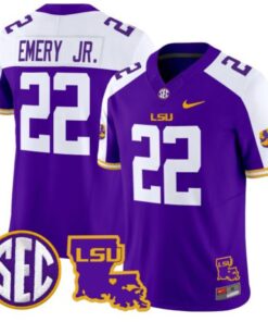 John Emery Jr Jersey #22 LSU Tigers 2024 Louisiana Patch Vapor Limited College Football Stitched Purple Alternate