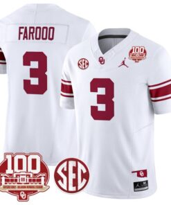 Jalil Farooq Jersey #3 Oklahoma Sooners 100th Anniversary Patch Vapor Limited College Football Stitched White