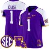 Ja'Marr Chase Jersey #1 LSU Tigers 2024 Louisiana Patch Vapor Limited College Football Stitched Purple Alternate