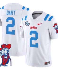 Jaxson Dart Jersey #2 Ole Miss Rebels Vapor Limited College Football Stitched 2024 White