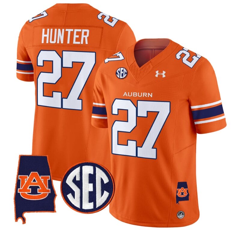 Jarquez Hunter Jersey #27 Auburn Tigers SEC Patch Vapor Limited College Football Stitched Orange 8 Jarquez Hunter Jersey #27 Auburn Tigers SEC Patch Vapor Limited College Football Stitched Orange
